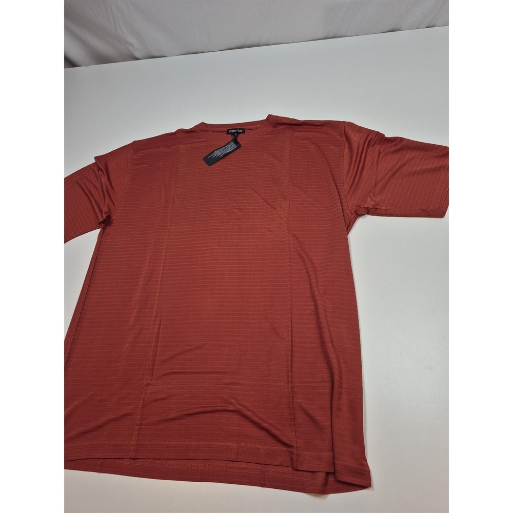 Bobby Chan Shirt Mens XL Orange Silk Rayon Short Sleeve Crewneck Tee Lightweight